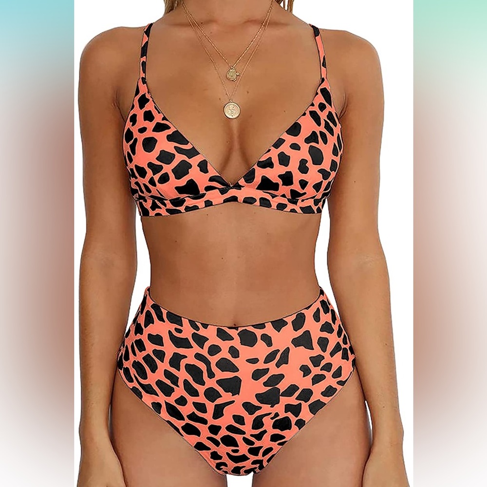 Leopard print high waisted bikini